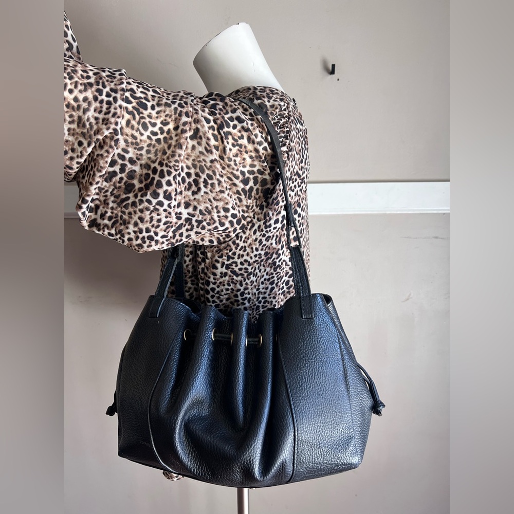 Elegant Black Leather Tote Bag